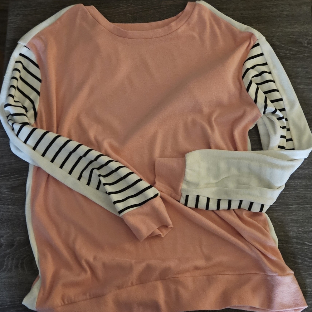 Amazon Pink and White Boxy Sweatshirt